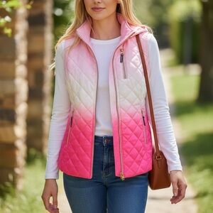 Pink and White Crown & Ivy Quilted Vest